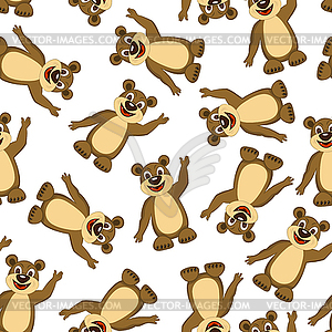 Seamless Funny Cartoon Bear - vector image
