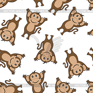 Seamless Funny Cartoon Monkey - vector clipart