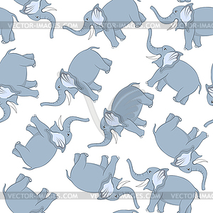 Seamless Funny Cartoon Elephant - vector image