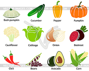 Vegetable Icons With Title - vector clipart