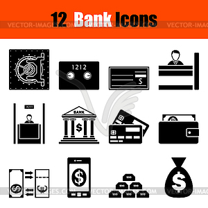 Set of twelve bank icons - vector clipart