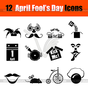 Set of April Fool`s day icons - vector image