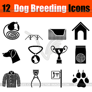 Set of dog breeding icons - color vector clipart