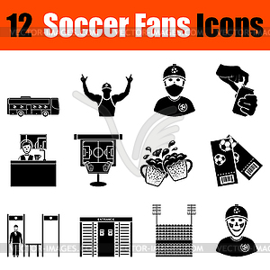 Set of soccer fans icons - vector image