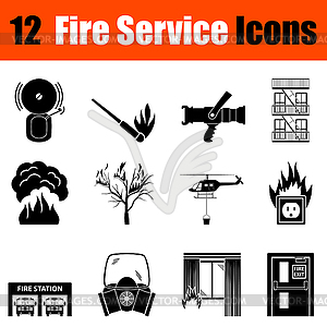 Set of fire service icons - vector image