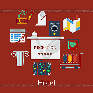 Отель плоский дизайн - изображение в векторном виде