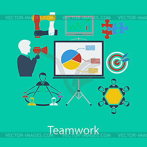 Business teamwork flat design - vector image