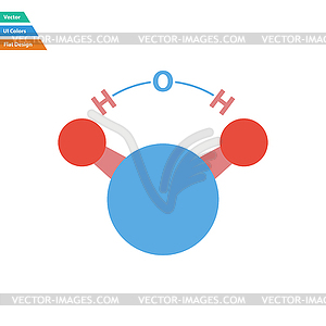 Плоский дизайн иконок химической молекулы воды - клипарт в векторном формате