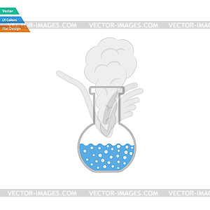 Flat design icon of chemistry bulb with reaction - vector clipart / vector image