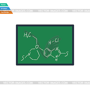 Flat design icon of chemistry formula on classroom - vector image