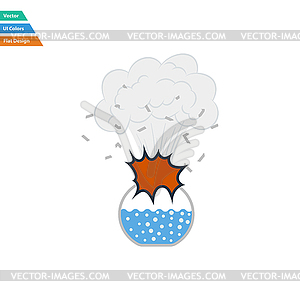 Flat design icon explosion of chemistry flask - vector clipart