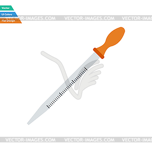 Flat design icon of chemistry dropper - vector image