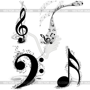 Musical Designs Set - white & black vector clipart