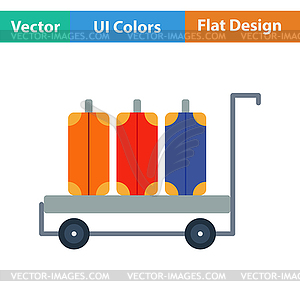 Flat design icon of luggage cart - vector clipart