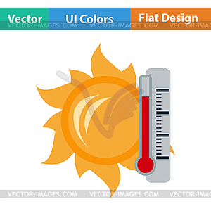 Icon of sun and thermometer - vector image