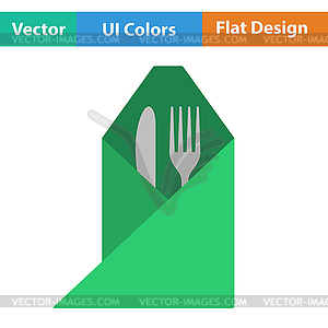 Icon of fork and knife wrapped in napkin - vector clip art