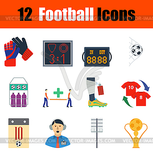 Flat design football icon set - vector clipart