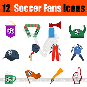 Flat design football fans icon set - vector image