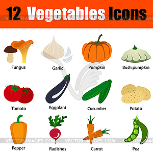 Flat design vegetables icon set - vector clip art