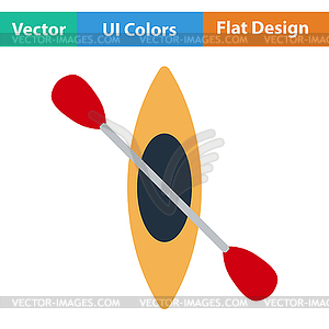 Flat design icon of kayak and paddle - vector image