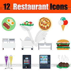 Flat design restaurant icon set - vector image