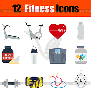 Flat design fitness icon set - vector clip art