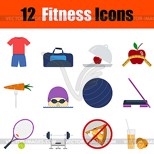 Flat design fitness icon set - color vector clipart