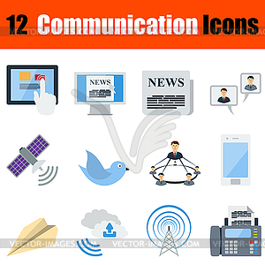 Flat design communication icon set - vector clip art