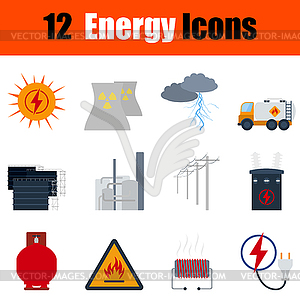 Flat design energy icon set - vector clipart