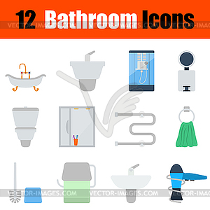 Flat design bathroom icon set - vector clip art