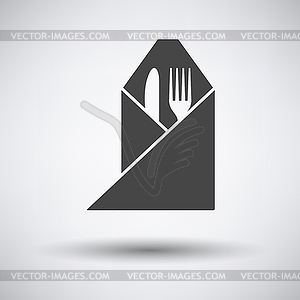 Fork and knife wrapped napkin icon - vector clip art