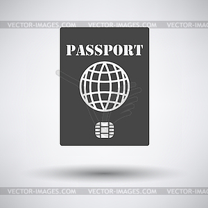 Passport with chip icon - vector image