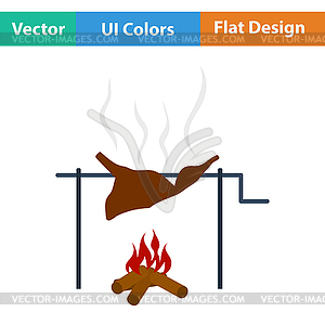 Flat design icon of roasting meat - vector image