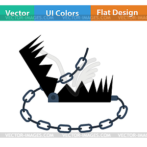 Flat design icon of bear hunting trap - color vector clipart