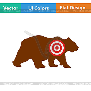 Flat design icon of bear silhouette with target - vector clipart / vector image