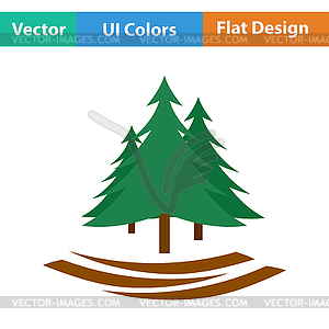 Flat design icon of fir forest - vector clip art