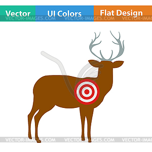 Icon of deer silhouette with target - vector clipart