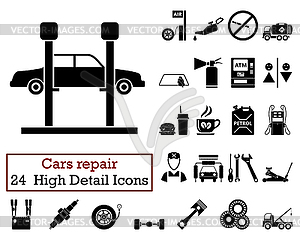 Набор из 24 иконок ремонту автомобилей - клипарт Royalty-Free