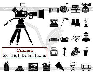 Set of 24 Cinema Icons - vector image