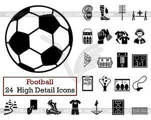 Set of 24 Football Icons - vector image