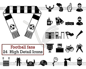 Set of 24 Football Fans Icons - vector clipart