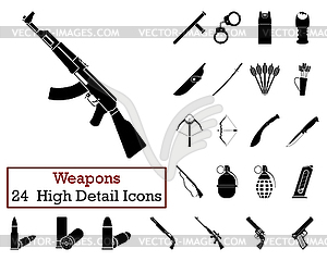 Set of 24 Weapon Icons - vector clipart