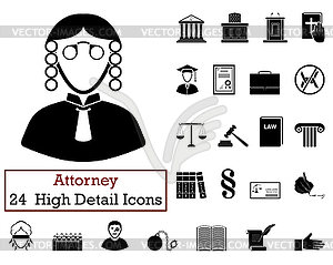 Set of 24 Attorney Icons - vector clipart