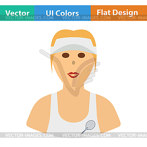 Tennis woman athlete head icon - vector clipart