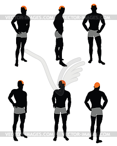 Set of men silhouette - vector image