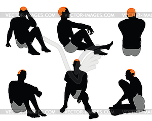 Set of men silhouette - vector image