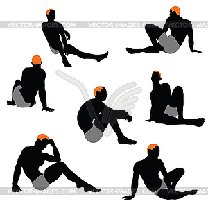 Set of men silhouette - vector image