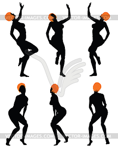 Naked sexy girls silhouette set - vector clipart