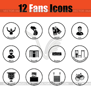 Set of soccer fans icons - stock vector clipart