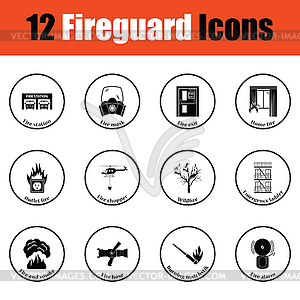 Set of fire service icons - vector image
